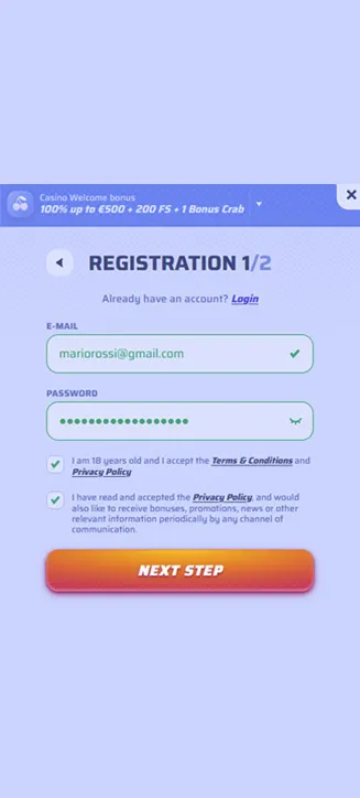 Spinrollz Registrierungsprozess auf dem Handy Spinrollz Registrierungsprozess auf dem Handy